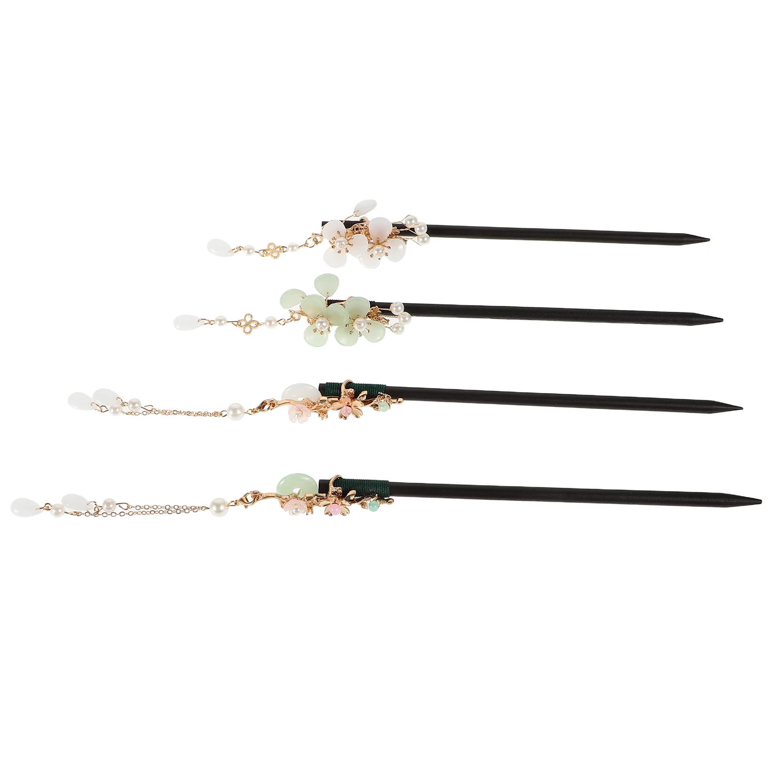 

4Pcs Tassel Hairpin Wooden Chinese Ancient Style Decorative Hair Accessories for Women Hanfu Party