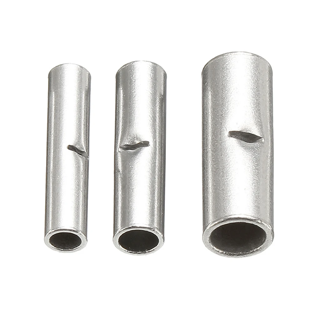 

200pcs Copper Connector Crimp Splice Terminal Sleeve Butt Wire Crimp Bare Tin Plated Wire Harness Repair