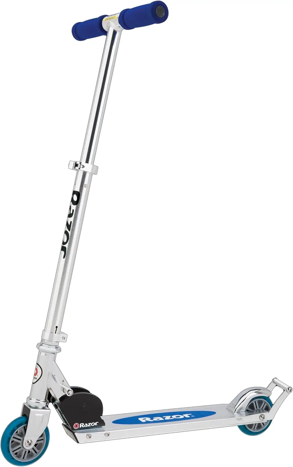 

Детский складной самокат с выдвижной ручкой, легкой алюминиевой рамой и регулируемым рулем