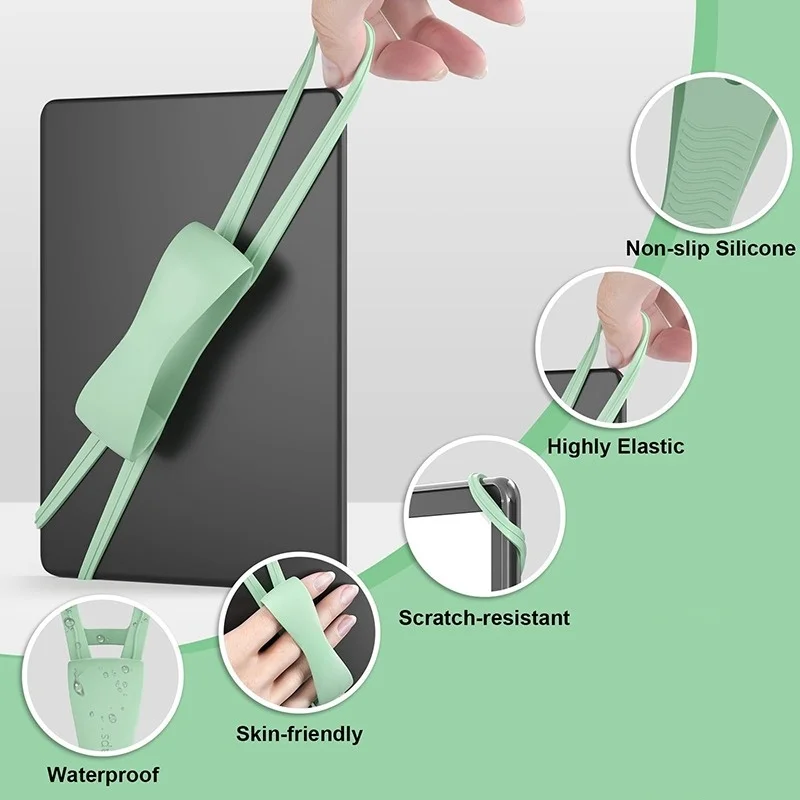 

Soft Silicone Hand Strap for Tablets Comfortable Lightweight Finger Grip Holder High Elasticity Straps for E-Book