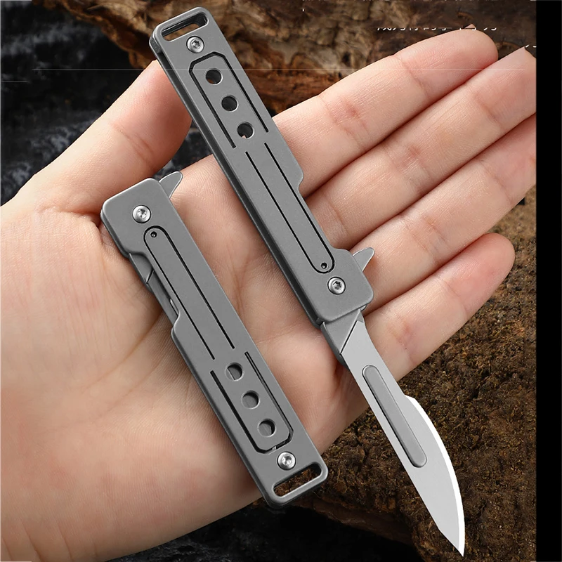 8 styles Stainless Steel Utility Knife Folding Knife Portable Keychain Scalpel EDC Outdoor Tools Courier Opening Knife 10 Blades