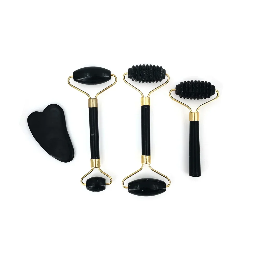 Obsidian Jade Roller Massager Gouache Scraper For Face Facial Skin Care Tools Natural Body Back Beauty Lifting Massagers Rollers