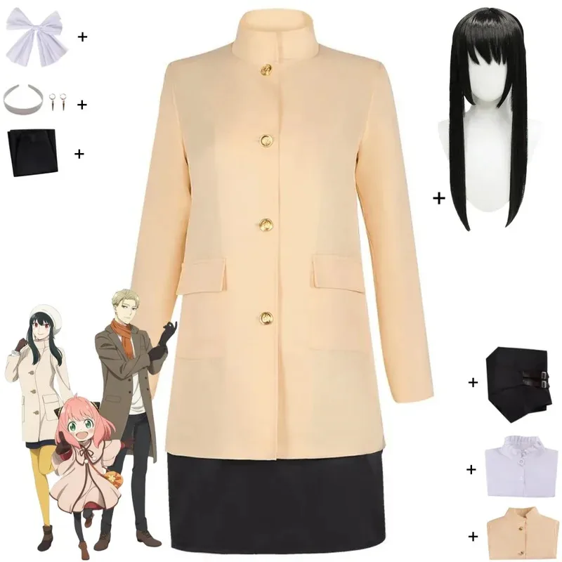 Anime SPY× CODE: White MOVIE Yor Forger Cosplay Costume Thorn Princess 007 Family Coat Skirt Uniform Wig Woman Party Suits;2k,j'