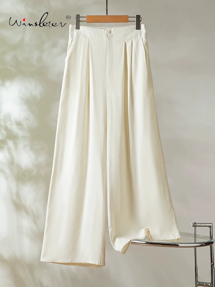 

Winsleter-100%Spun Silk Elegant Trousers, Elastic Waist Pocket, Women Simplicity Casual Wide-leg Pants, 2026 Spring New B5D966CC