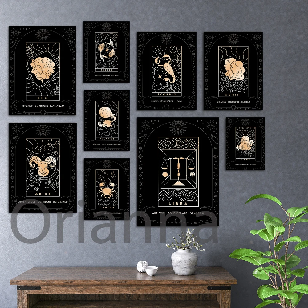 

Twelve Constellations Zodiac Poster,Astrology Print, Newborn Gift Idea,Star Sign Wall Art Prints, Horoscope Sign Astrology Decor