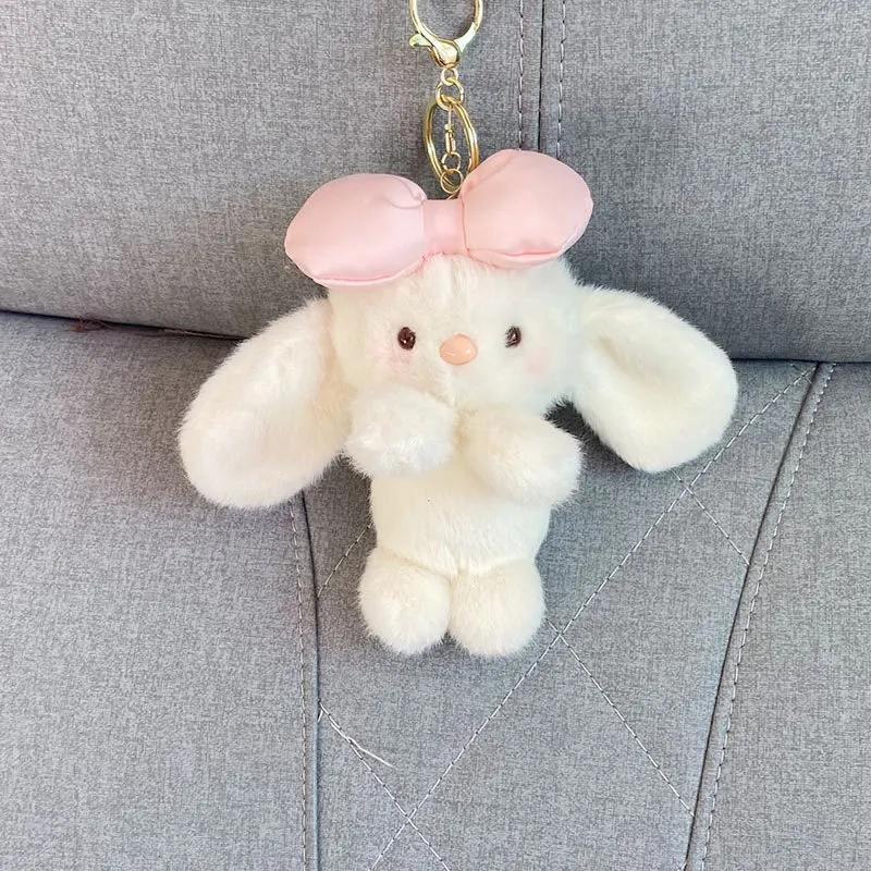 การ์ตูนโบว์กระต่ายน้อยตุ๊กตาพวงกุญแจจี้ตุ๊กตากระเป๋าแขวน Claw เครื่อง Kawaii