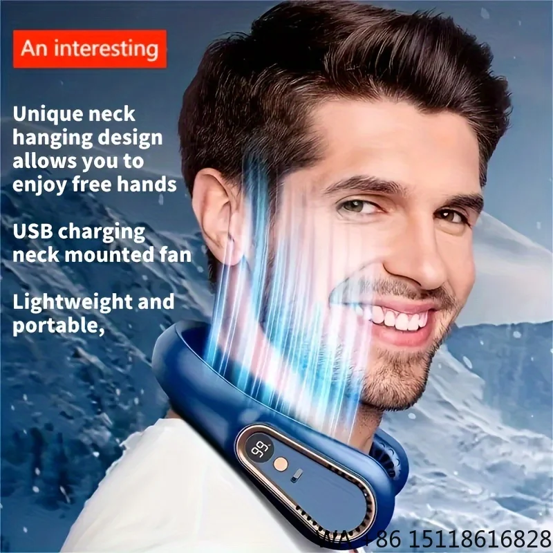 Portable Rechargeable Neck Fan Bladeless Hands-Free Personal Cooling Fan for Outdoor Camping Travel Office