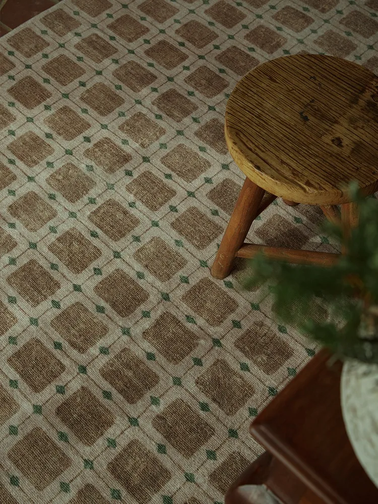 Alfombras geométricas de celosía marrón, Alfombra creativa Vintage para sala de estar, Alfombra suave antideslizante para dormitorio, alfombras para