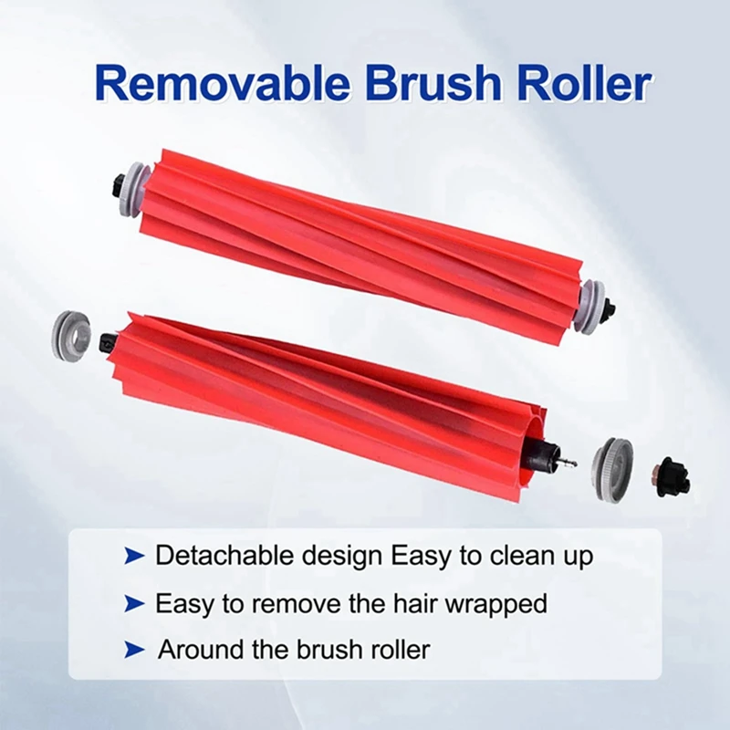 Sikat rol & sikat utama penutup putih & merah plastik + karet untuk Xiaomi Roborock Q Revo /Roborock P10 A7400RR Robot penyedot debu
