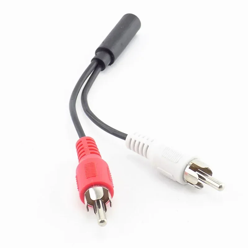 3.5mm RCA konektor perempuan jack kabel Stereo Y plug ke 2 RCA Male Adapter 3.5 Audio aux soket konektor ke Headphone musik kawat