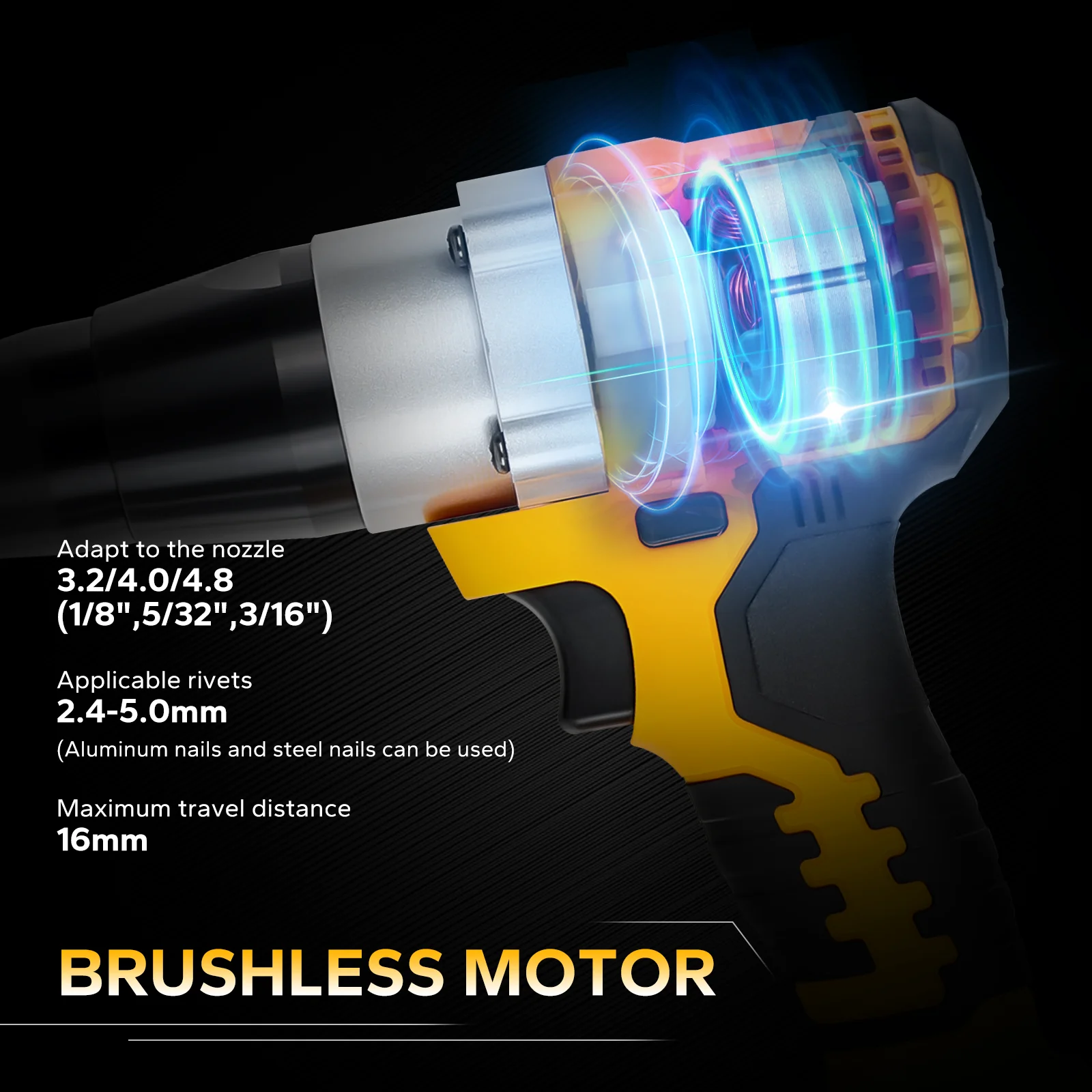 Electric Riveter Gun Power Tools 2.4-5.8mm Drill Insert Screwdriver Automatic Nail Remover for Milwaukee /Dewalt 18V Battery