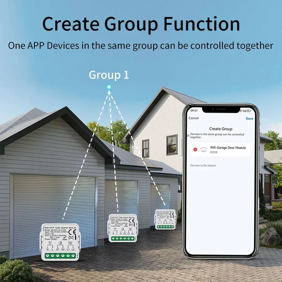 Tuya wifi zigbee controlador abridor de porta de garagem motorizado módulo abridor de portão de controle de voz 110v 240v vida inteligente