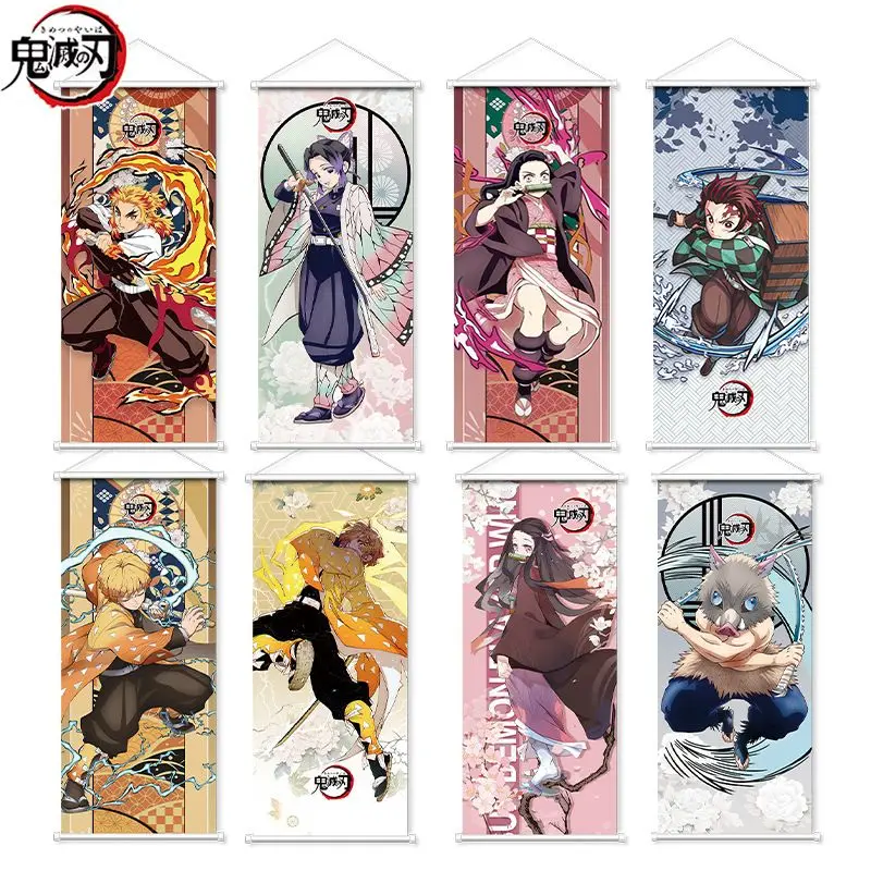 

Demon Slayer Cartoon Character Kamado Tanjiro Nezuko Hanging Picture Scroll Anime Peripheral Wall Decoration Poster Holiday Gift
