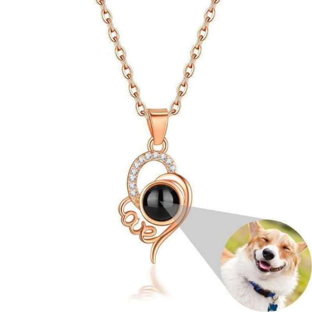 

Personalized Projection Photo Necklace Custom Pet Photo Necklace Projection Necklace Lover Family Mom Wife Husband Memory Gift