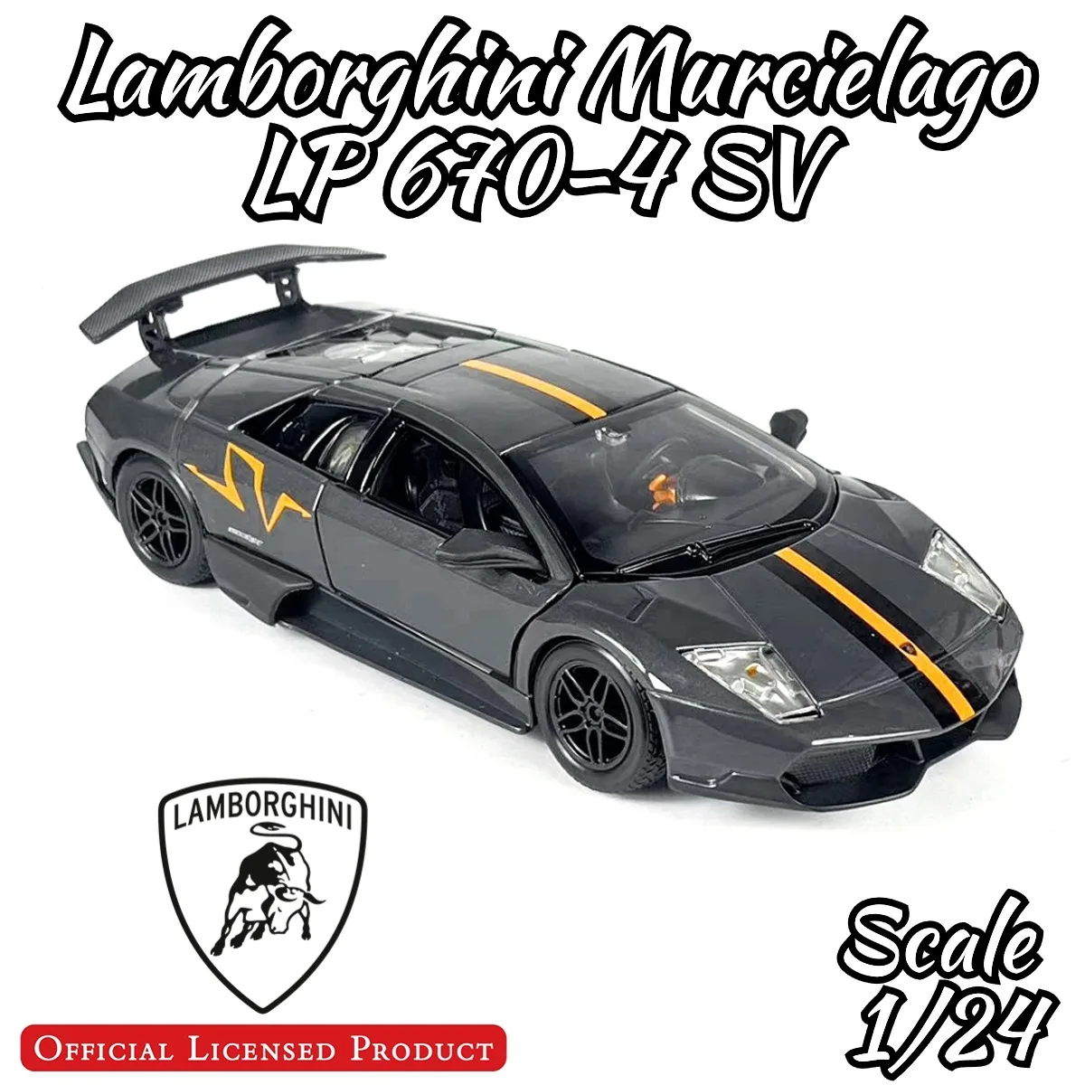 

1:24 Scale Lamborghini Murcielago LP 670-4 SV Car Model Replica Diecast Vehicle Miniature Interior Decor Xmas Gift Kid Boy Toy