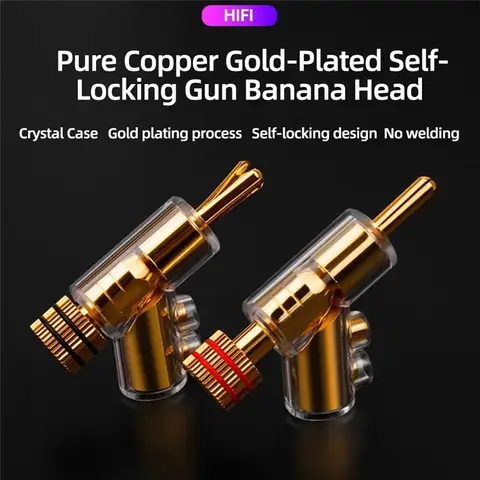 Self-Locking Banana Plug Y-Shaped Gun Type Adapter Gold Silver Hi-End Copper Speaker Terminal Connector Audio Amplifier