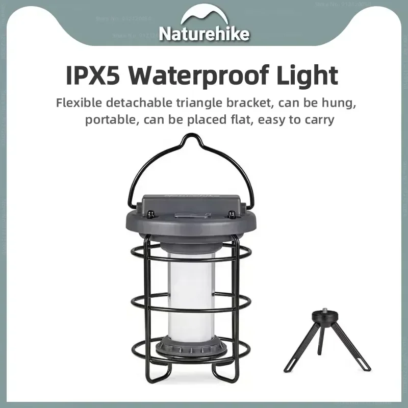 

Naturehike Outdoor Camping Light 3 Stop Dimming Rechargeable Portable Travel IXP4 Waterproof Lighting Detachable Bracket