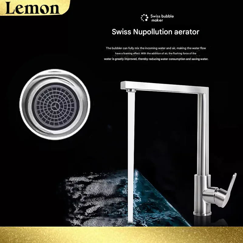 الليمون الفولاذ المقاوم للصدأ المطبخ صنبور 360 درجة تدوير مرنة بالوعة صنبور الماء الساخن البارد بالوعة المطبخ صنبور حوض خلاط