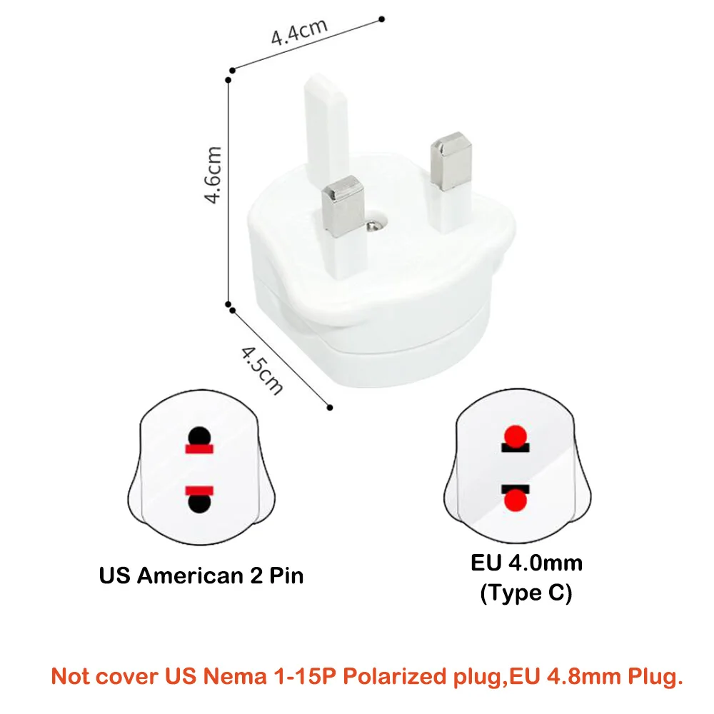 High Quality EU 2 Pin To 3 Pin UK Electric Power Shaver Toothbrush Plug Adaptor Converter Durable for Travel Socket Adapter