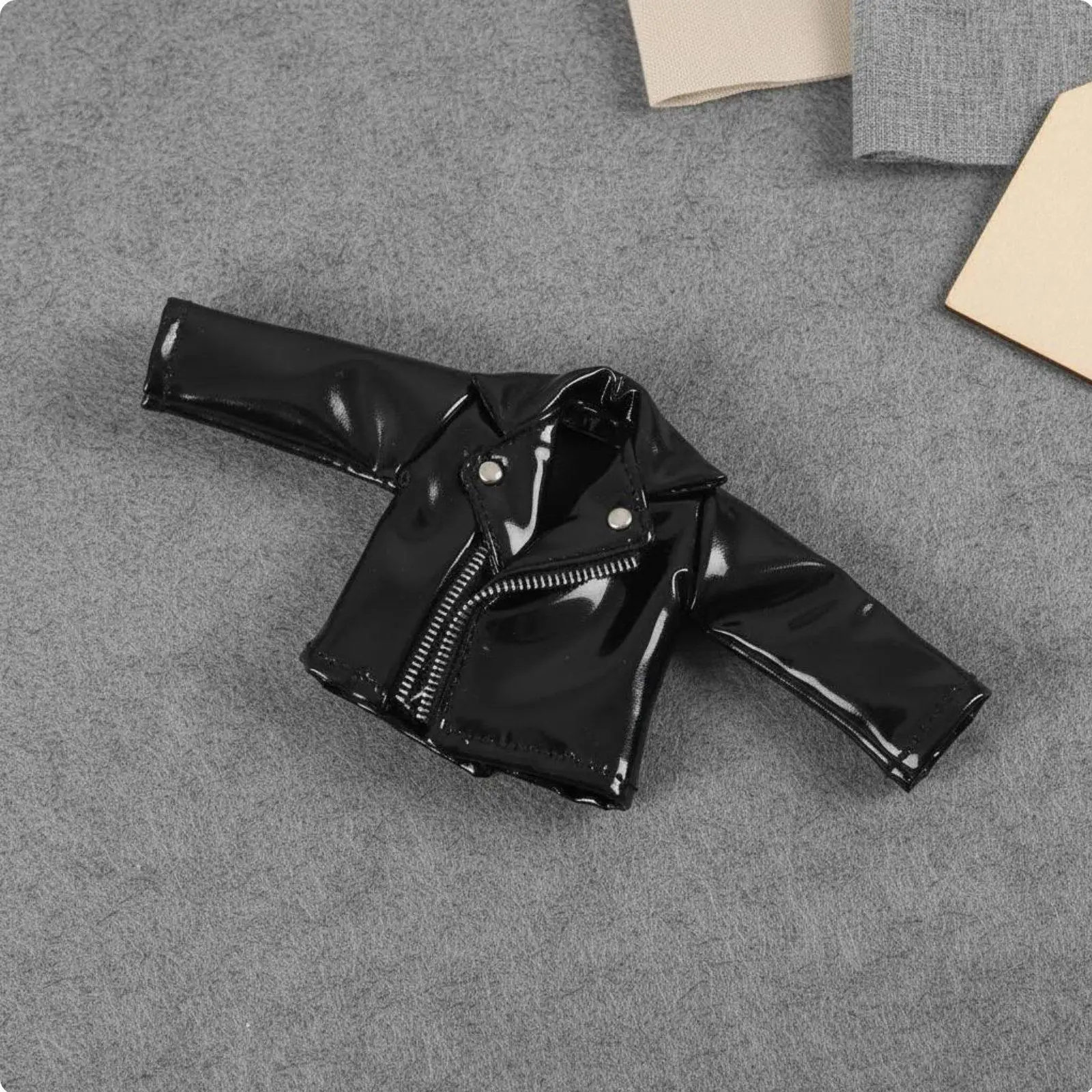 Glossy Doll Motorcycle Jacket with Zipper Detail Doll Clothing 1 12 Scale Outfit for Action Figure Dress Up Collection