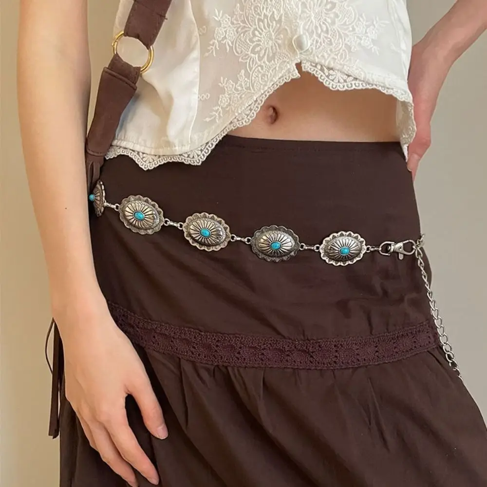 トレンディな合金ウエストチェーンロープ調節可能なフラワーボヘミアンベルト蝶タッセルヴィンテージボヘミアンベルト夏のビーチアクセサリー