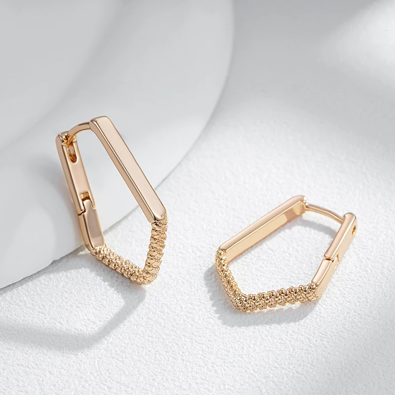 Wbmqda Simple 585 Rose Gold Color Rhombus Drop Earrings For Women