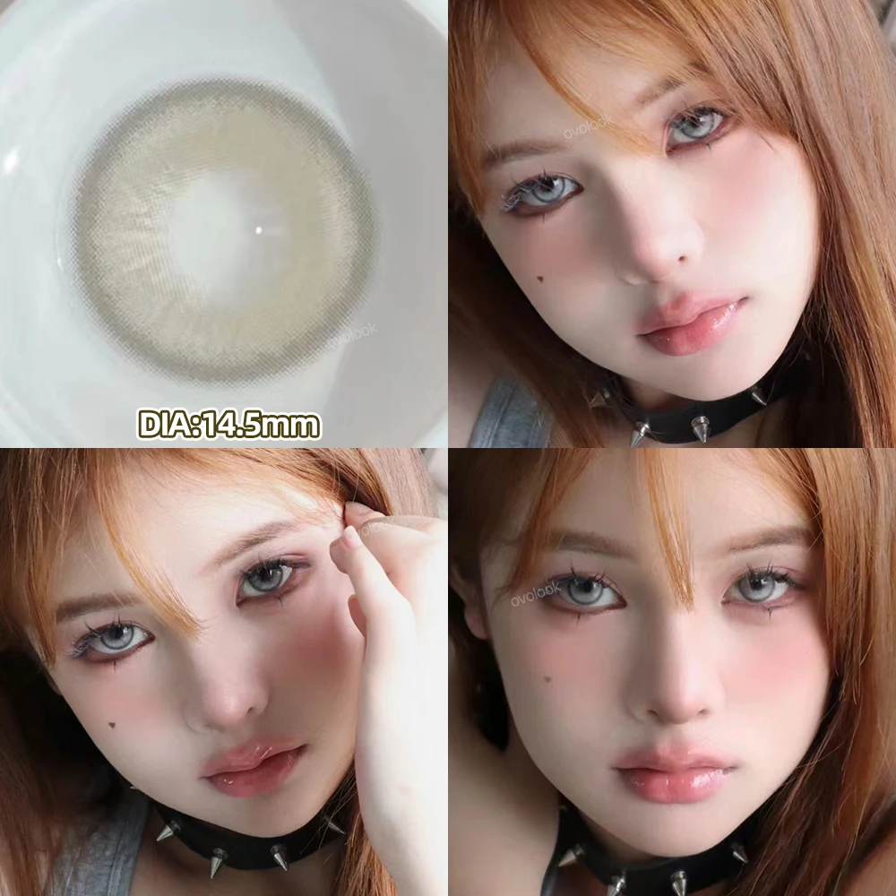OVOLOOK-2pcs Prescription Colored Contact Lenses for Eyes Violet Lenses Beauty Pupils Myopia Eye Color Lenses Natural Blue Lens