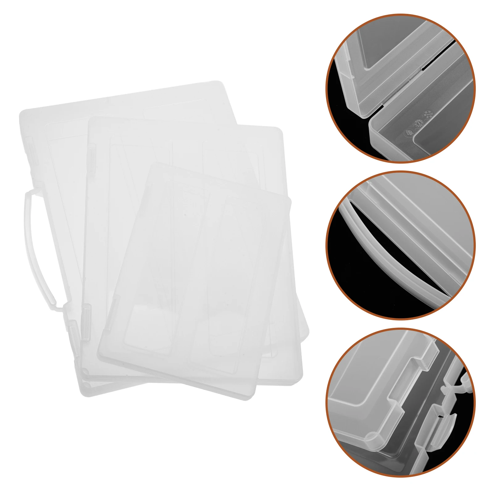 

3Pcs Transparent File Organizer Box Plastic A4 A5 File Storage Folder Closure Office Use Book Storage Box