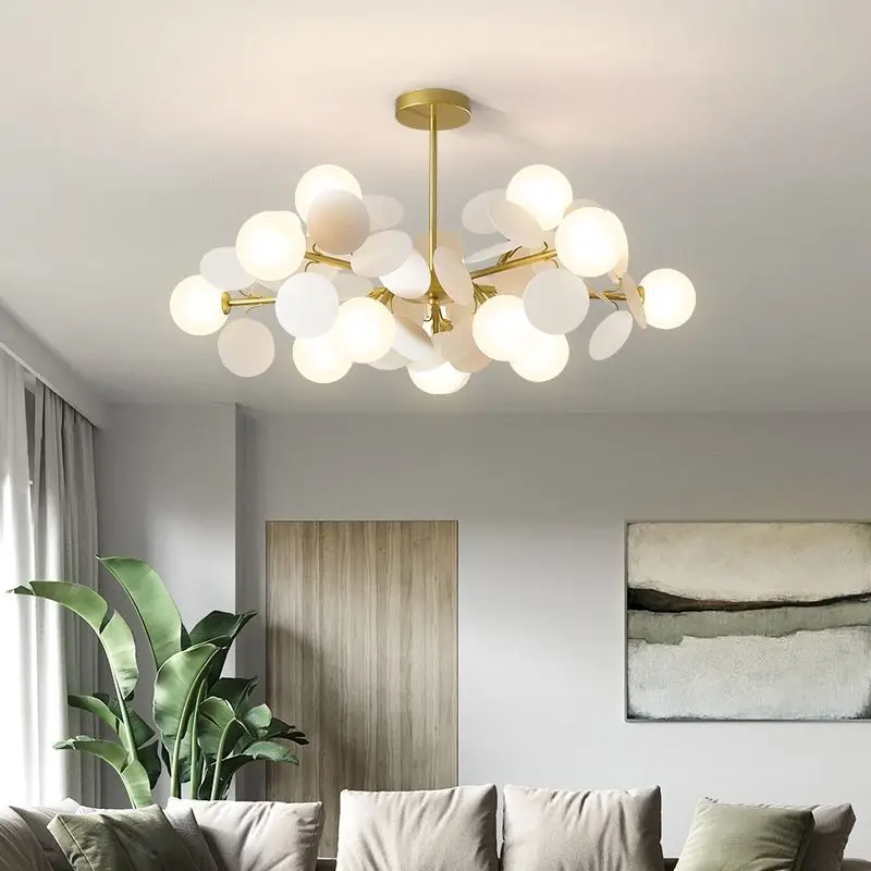 Nordic Colored Branch Pendant Lights Magic Bean Glass Designer Minimalist Light Luxury Dining Room Bedroom Parlor LED Chandelier