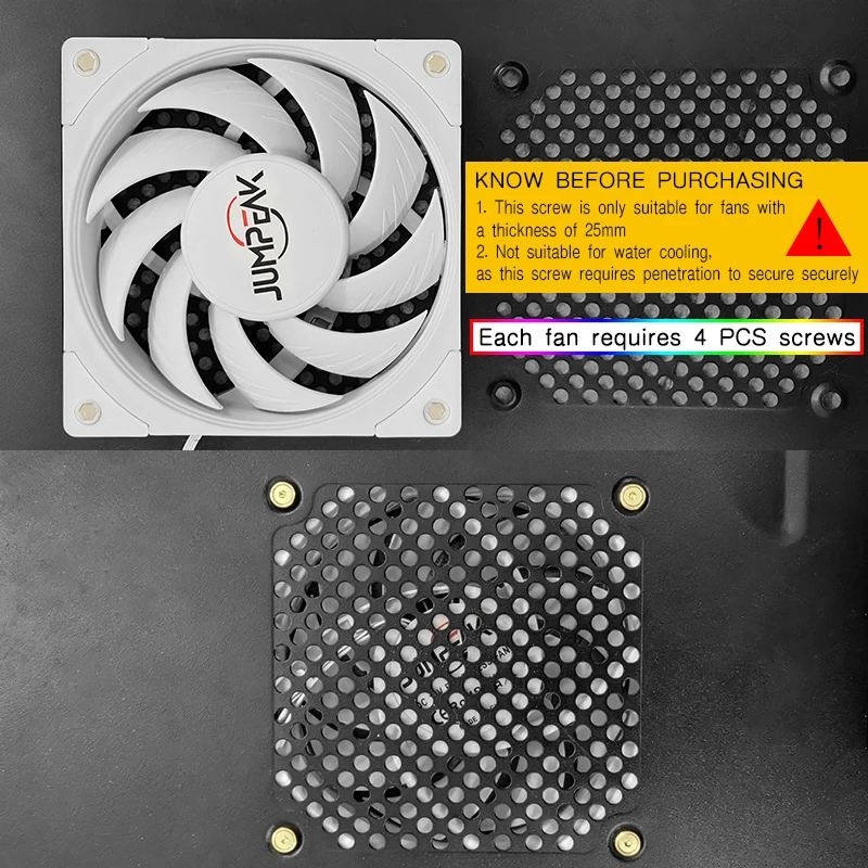 Jumpeak wykwintne śruby do komputera 80mm 90mm 120mm 140mm komputer dla graczy 25mm grubość obudowy do chłodzenia wentylatora RGB Diy akcesoria