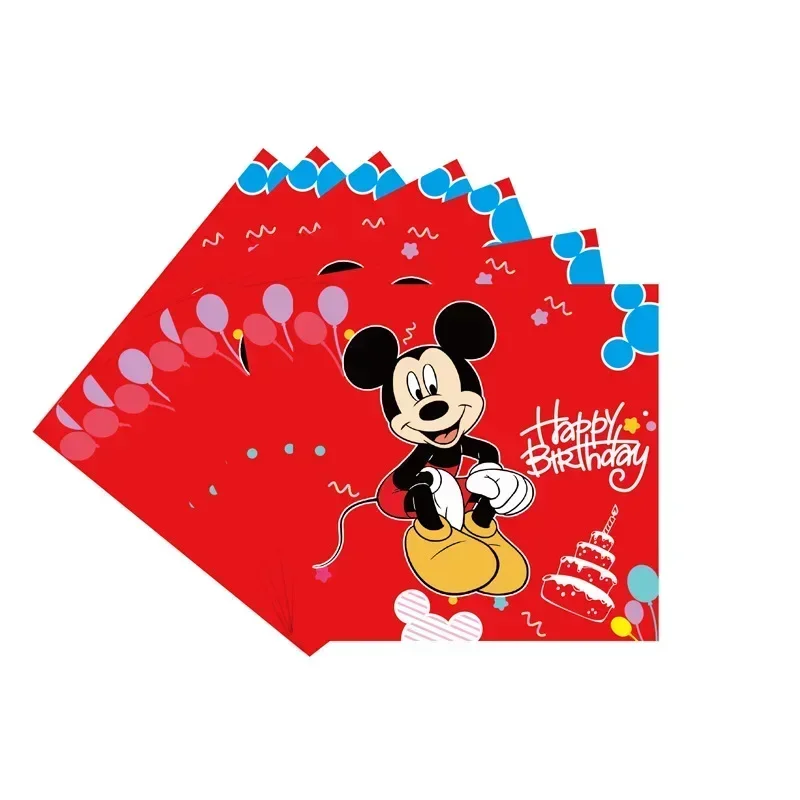 Disney Children's Birthday Party Mickey Mouse Black and Red Theme Flag Pulling Balloon Decoration Disposable Tableware Supplies