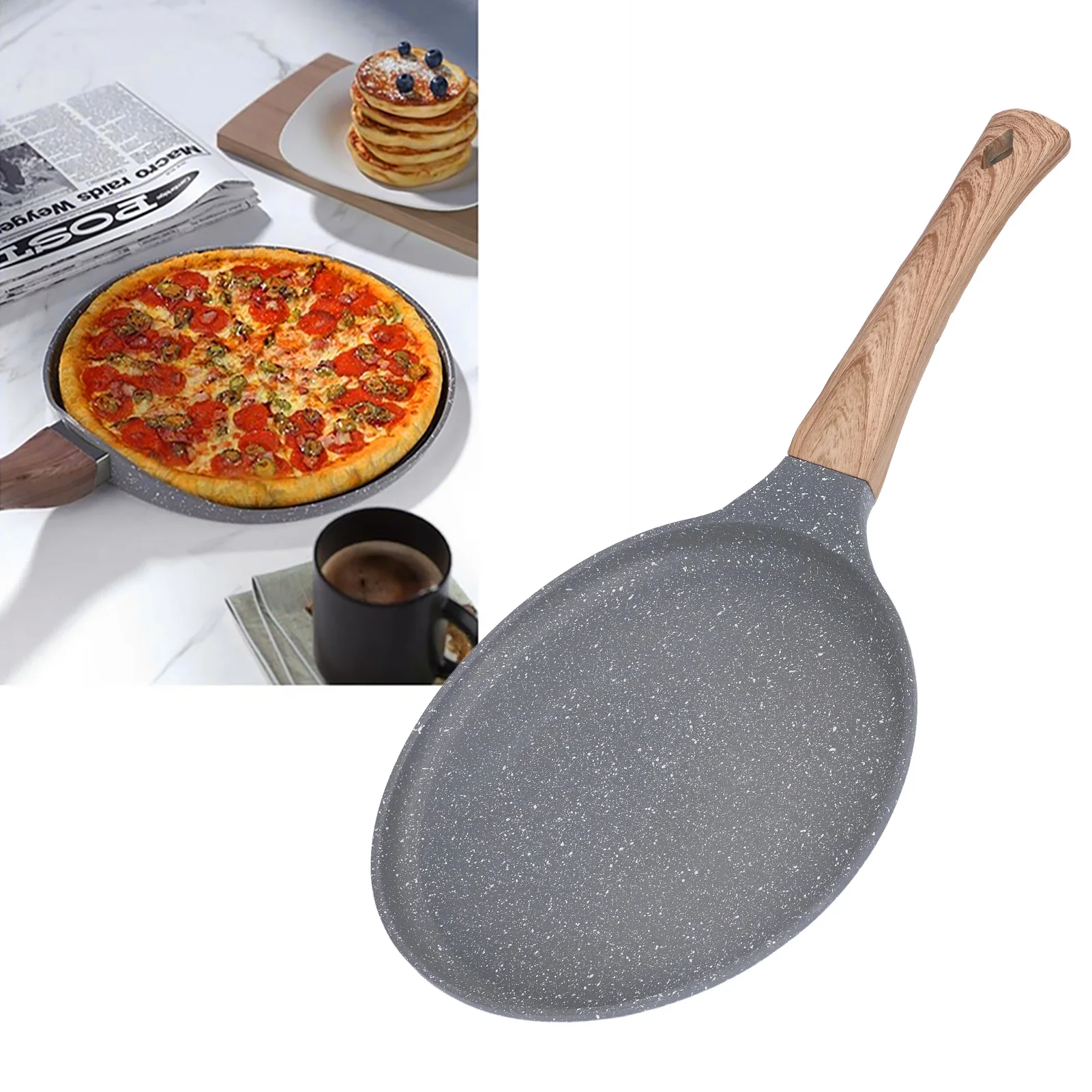 Sartén antiadherente de aleación de aluminio, sartén de fondo plano para panqueques, sartén de cocina para el hogar