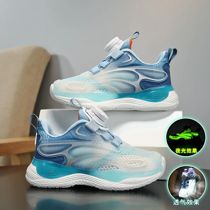 Boys Girls High-Top Basketball Shoes Lightweight Breathable Non-Slip Sneakers Outdoor Sports Trainers Kids Athletic Shoes