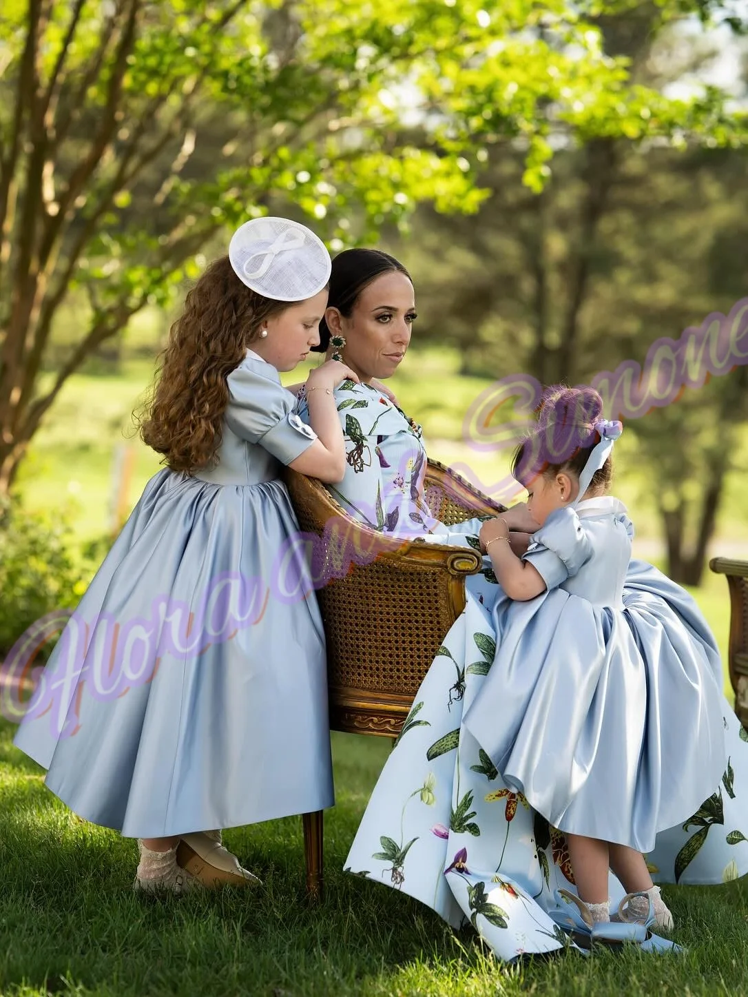 

Girl gown stain puff sleeves Black bow Flower Girl Dress For Wedding Ceremonies Formal Receptions Parties Customized