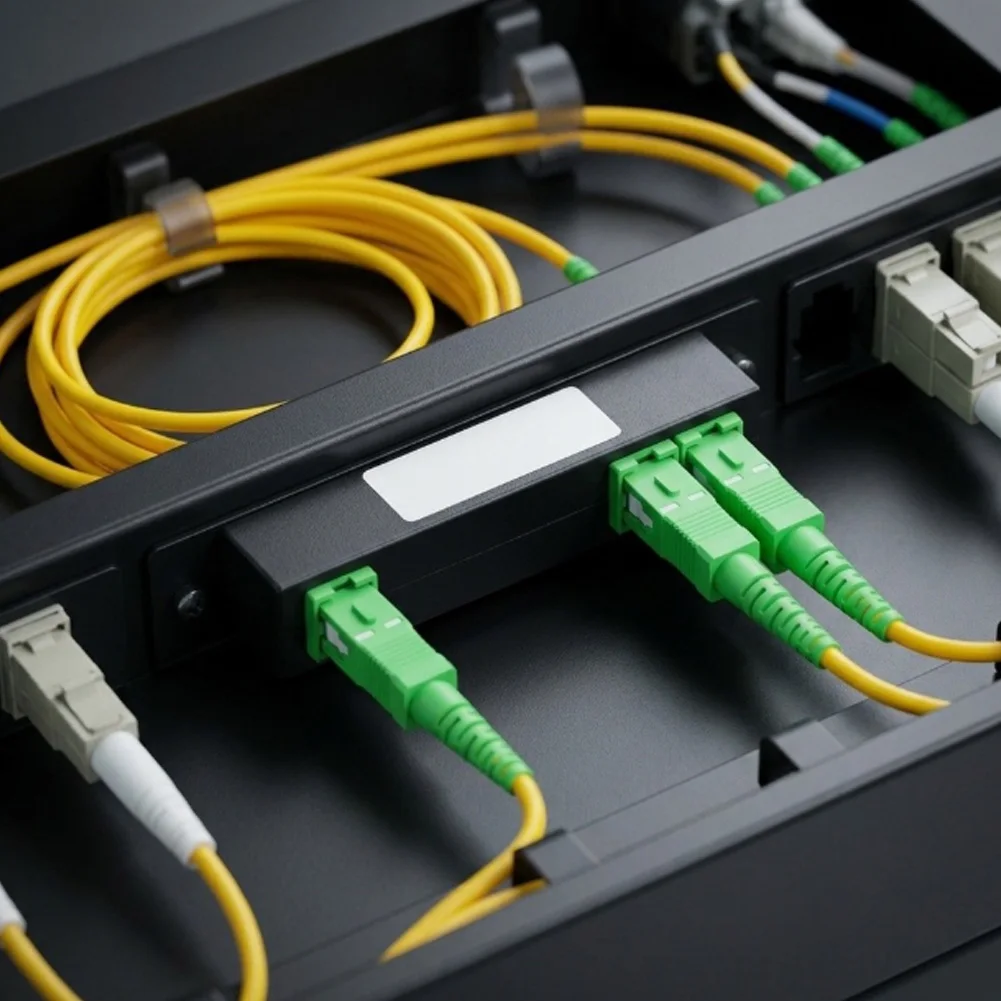 For SC For APC 1x2 Splitter for Passive Optical Network Applications High Stability ABS Enclosure 1310nm 1550nm Bands