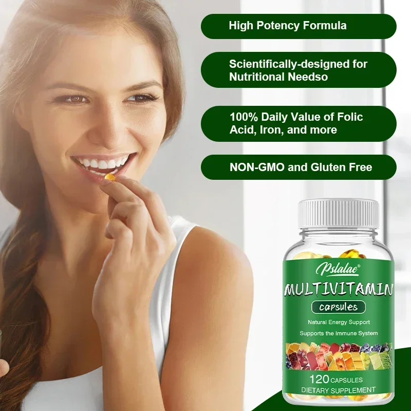 تحسين مكملات نقص فيتامين أمراض الدم، كبسولات فيتامينات متعددة، إصلاح البشرة المضاد لتساقط الشعر، يدعم صحة الكبد