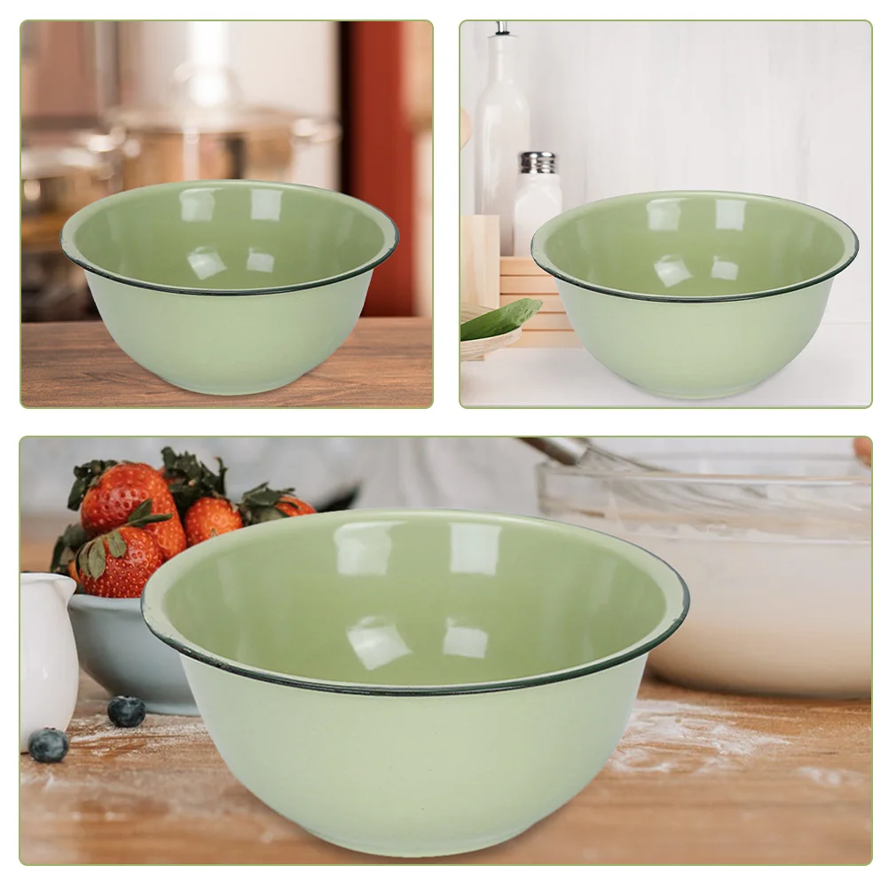 Food Containerss Unbreakable Enamelware Serving Basin Retro Round Mixing Bowls Cereal Snacks Bowl Soup Enamelware Noodles Salad