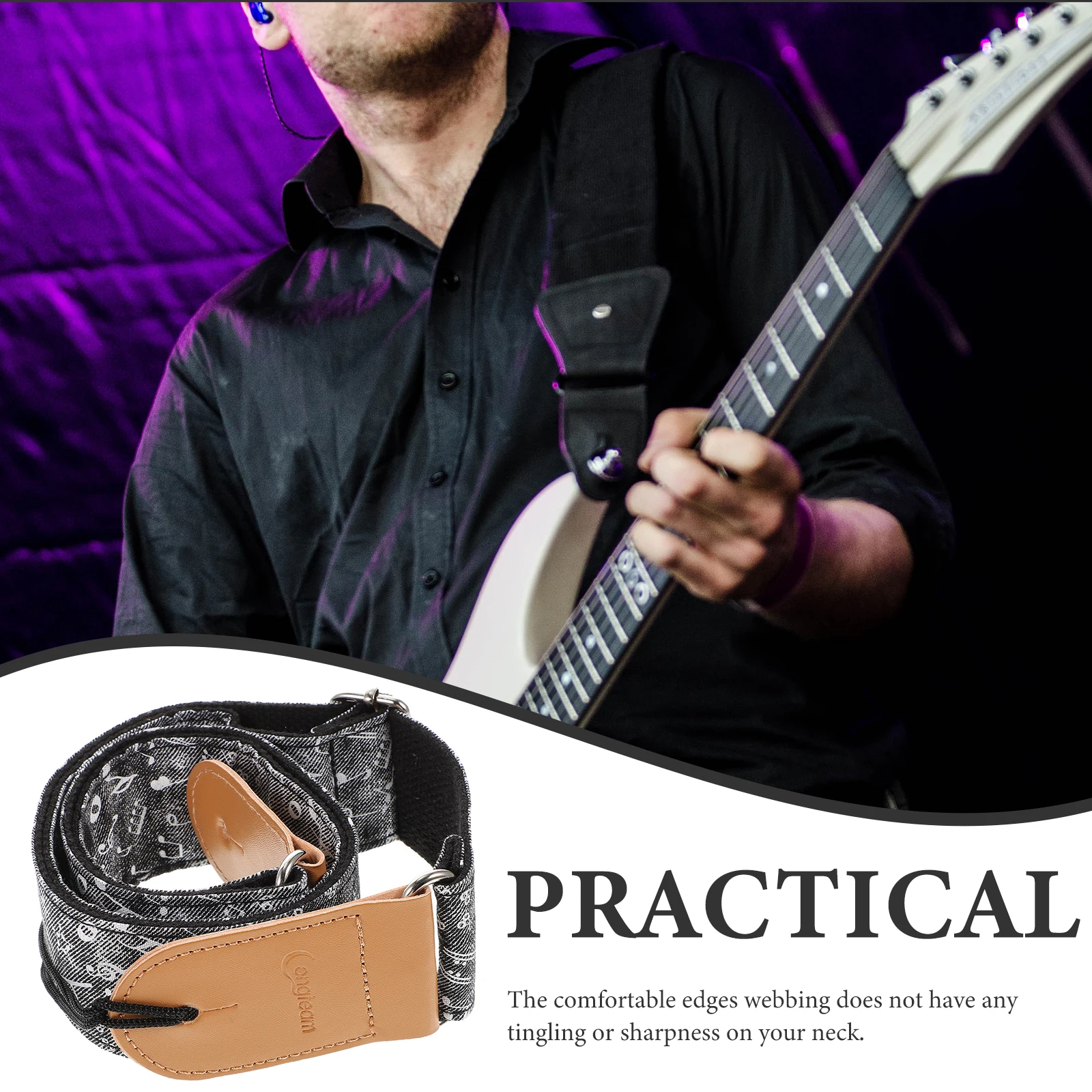 

Guitar Strap for Bass Electric Ukulele Banjo Adjustable Ends Comfortable Durable Performance Belt Nylon Shoulder
