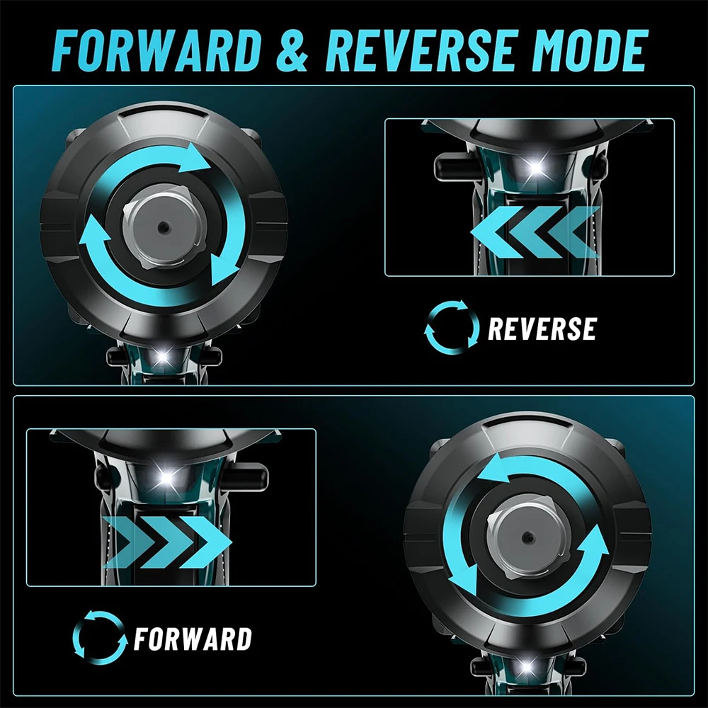 Seesii 1600NM Ударный гайковерт с высоким крутящим моментом 3/4 "Бесщеточный аккумуляторный ударный пистолет Электрический гаечный ключ с адаптером 1/2 дюйма для батареи Makita 18 В