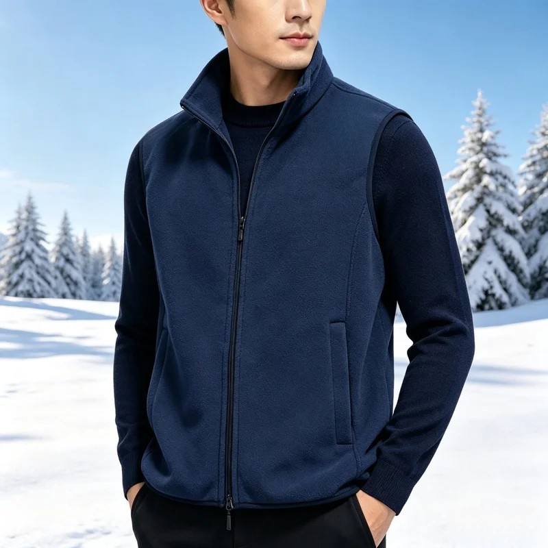 Winter Men's Jackets and Light Coats Men's Autumn and Winter Fleece Stand-up Collar Vest Warm Men's Jacket Blouse Man Coat Golf
