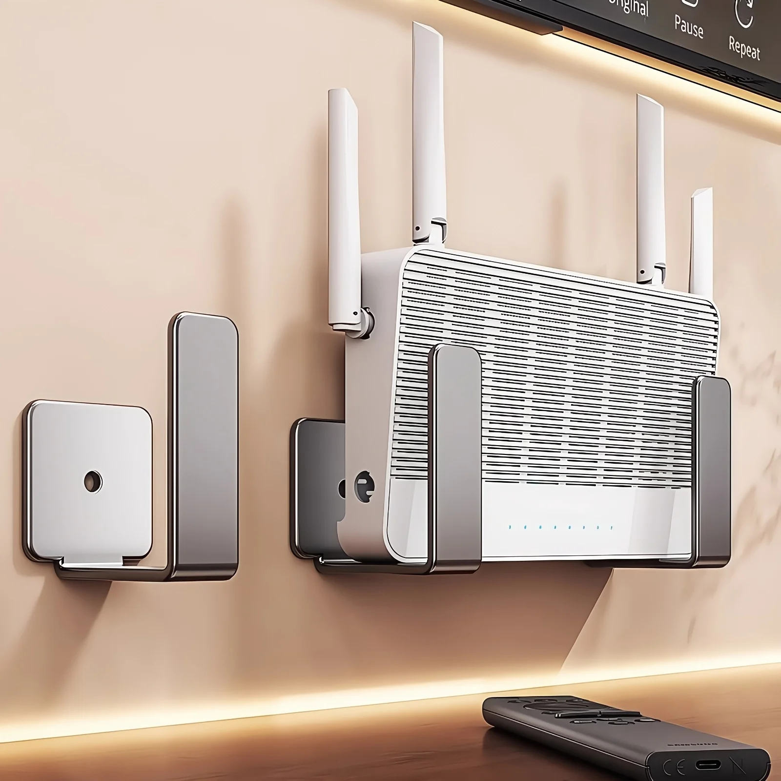 Caja de almacenamiento para enrutador de montaje en pared sin taladro | Soporte para caja superior de fibra de red de TV | Estante multifuncional para dispositivos multimedia para Apple TV