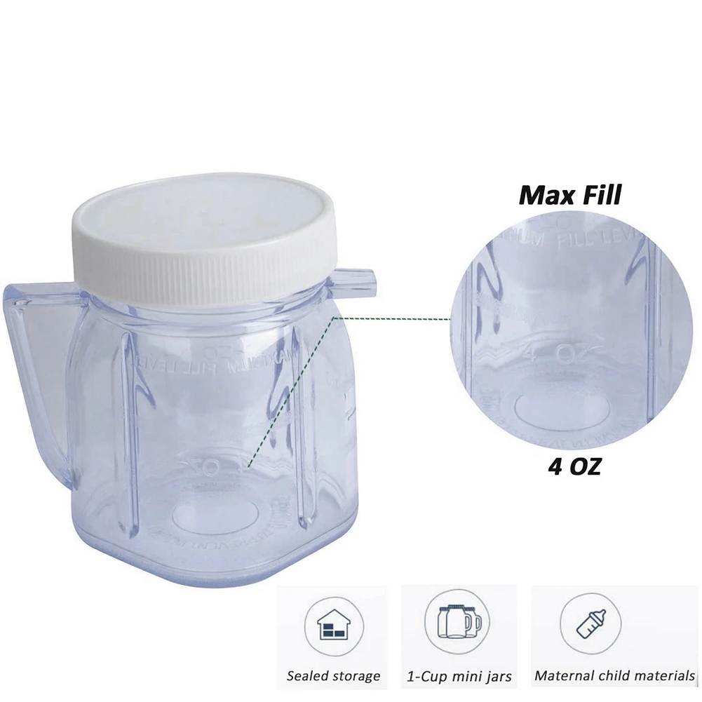 For Oster Blender Replacement Parts, 4937 Mini Osterizer Blender Jar Accessory, Cup Mini Plastic Jars with Lids (1 Pack)