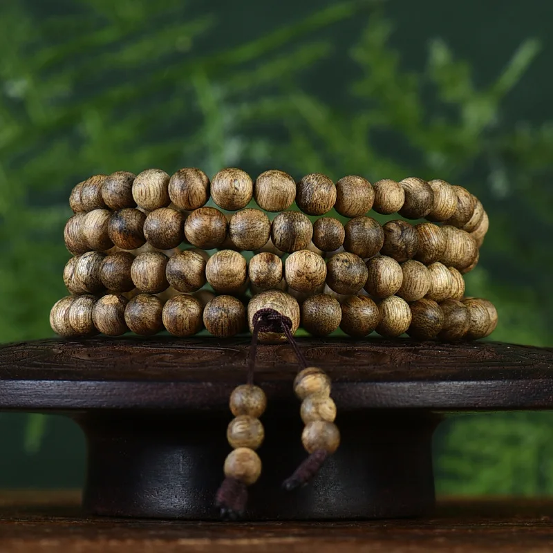 

Vietnam Huian Old Materials Nine Points Submerged Eaglewood Bracelet Buddha Beads Bracelet 108 Men and Women Crafts