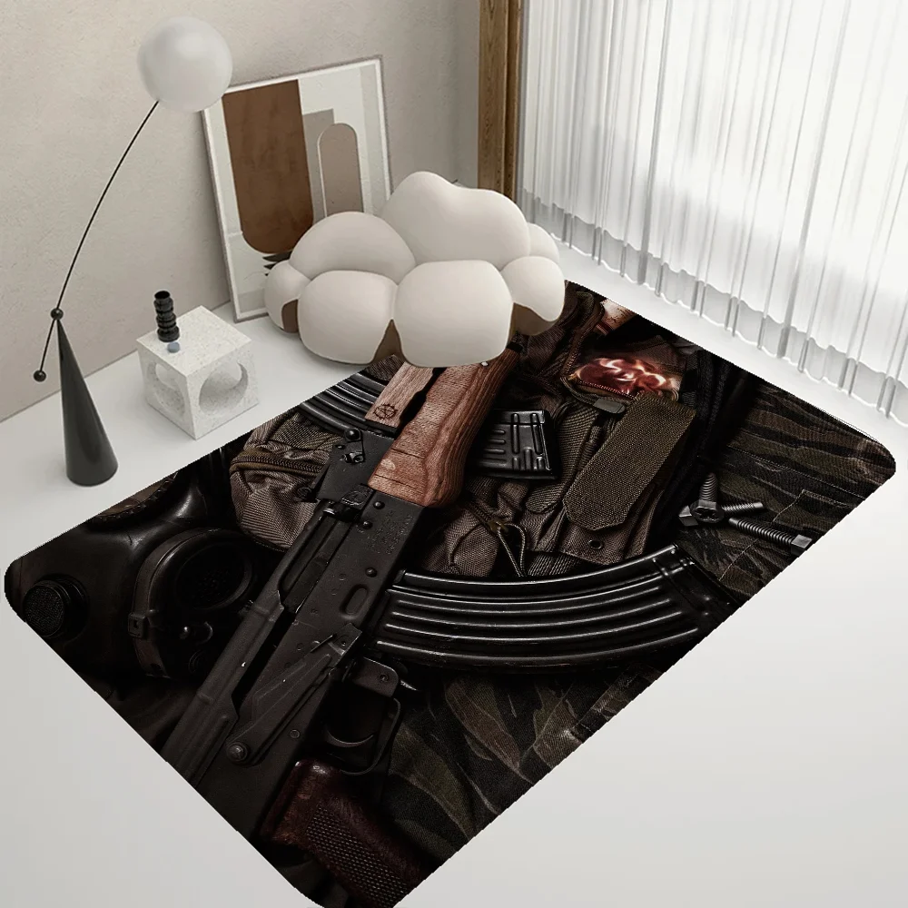 Rifle Pistol Revolver Gun AK47 Entrance Door Mat Washable Non-Slip Living Room Sofa Chairs Area Mat Kitchen Welcome Doormat