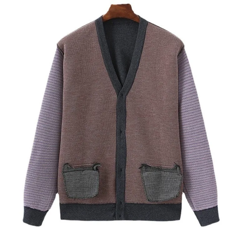 الخريف الشتاء الرجال الصوف الكشمير سترة سترة سترة الخامس الرقبة محبوك طويلة الأكمام سترة معطف