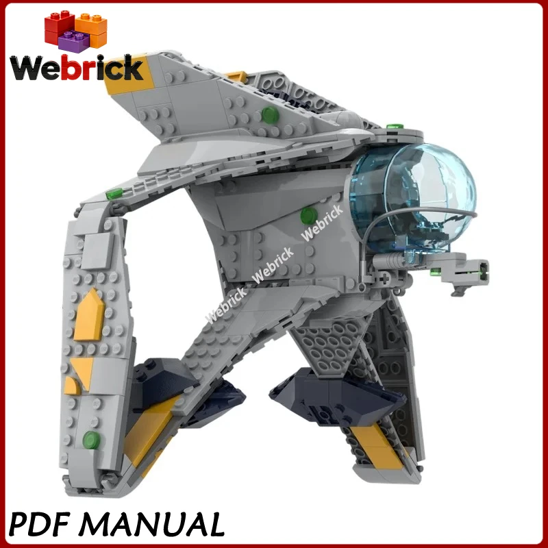 

Shadow Starfighter MOC Bricks Set Futuristic Hidden Space Fighter DIY Model Educational Assembly Hobby Toy