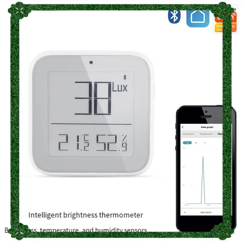 24-Stunden-Lieferung Tuya Smart App Control Thermometer Temperatur Luftfeuchtigkeit Helligkeit Detektor Sensor Bluetooth Mesh Smart Licht