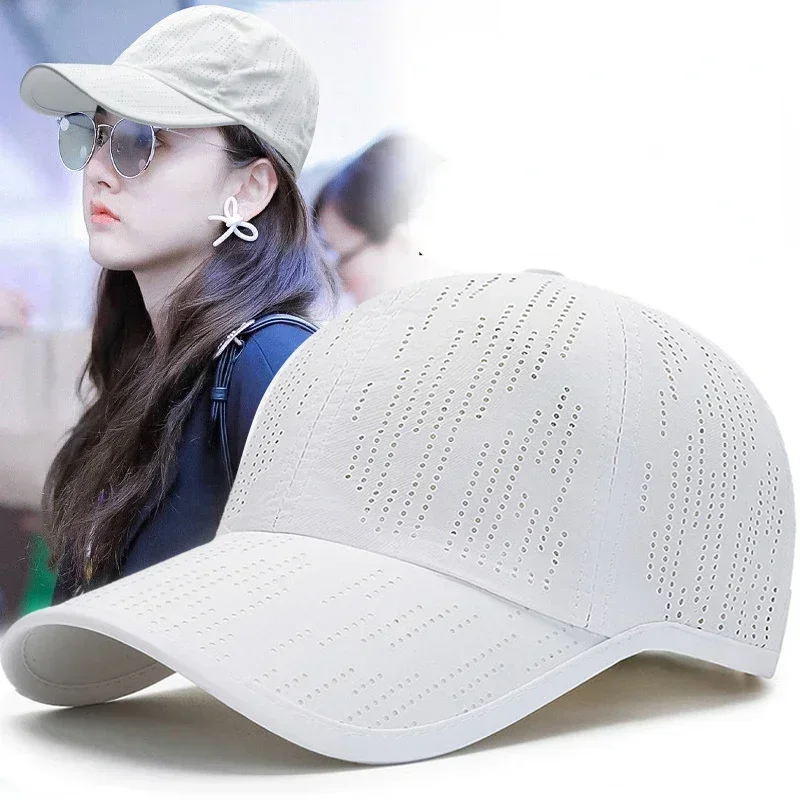 Women\'s Hat Baseball Cap for Female Ladies Girls Sports Hat Quick Drying Breathable Mesh Trucker Hat Solid White Fashion Brand