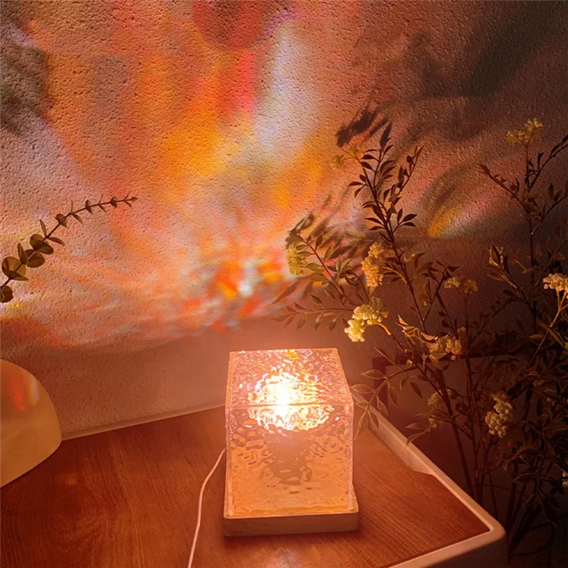 F-3C 3D Dynamic Water Ripple Projector Lamp 16-Color Crystal Night Light With Remote Control For Bedroom, Living Room Study Dura