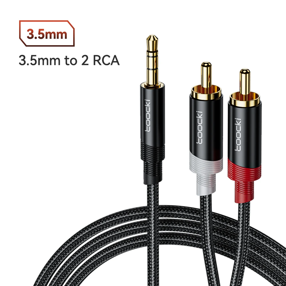 Toocki RCA Audio Kabel 3.5mm Male naar 2RCA Splitter Aux Kabel 2RCA Luidsprekerkabel Voor TV PC Versterkers DVD Laptop MP3 Extender Draad